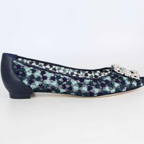 NEW MANOLO BLAHNIK Hangisi Lace Flats - Picture 8 of 16